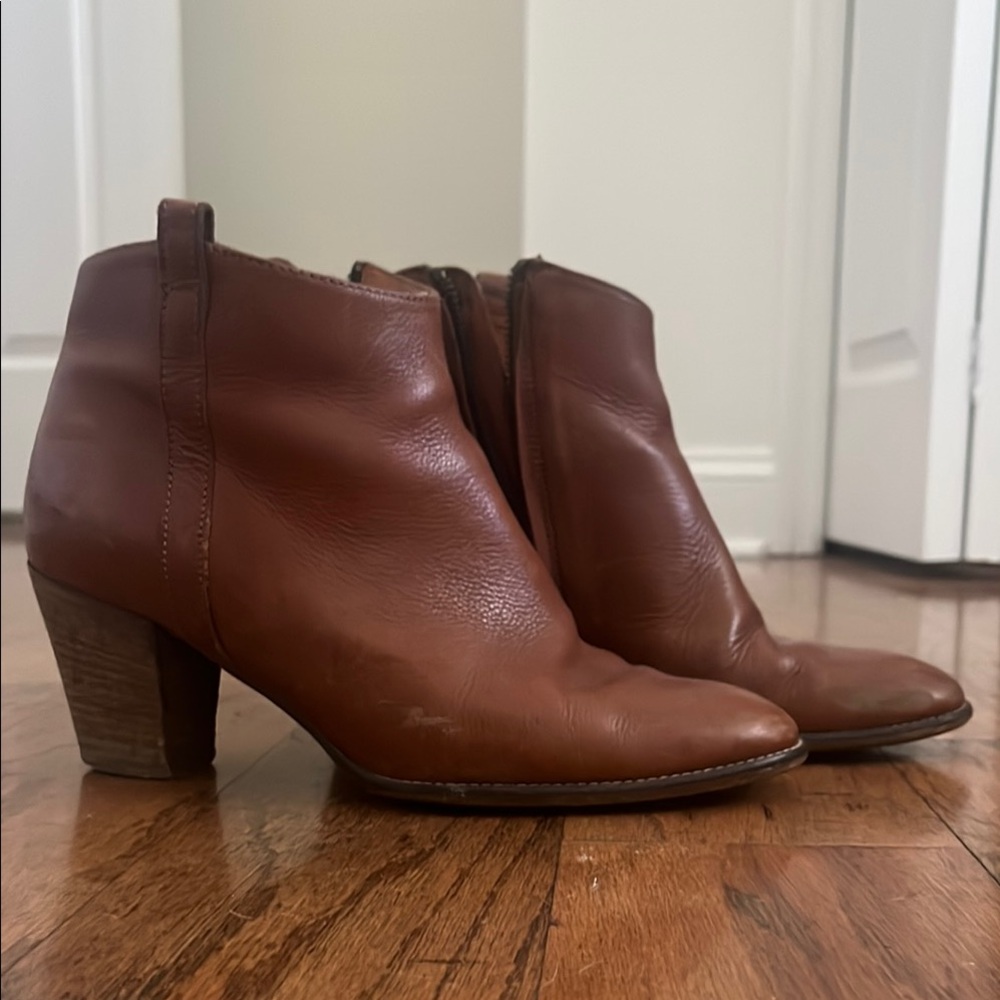 Madewell Brown Ankle Boots with Side Zipper